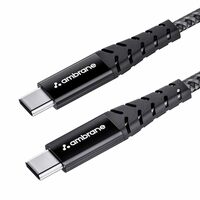 Ambrane Unbreakable 60W Fast Charging 1.5M Braided Type C to Type C Cable (RCTT15, Black)