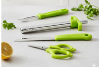 Lighter Set [4 Combo] | Gas Stove Lighter, Versatile Knife, Peeler & Scissor | Stainless Steel Body & Tight Grip Handle 