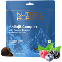 Nutriburst Mixed Berry Flavoured Shilajit Complex With Swarna Bhasma Gummies, 10 pcs