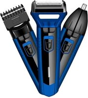 Male Professionals Design 3 in 1 Perfect Shaver, Hair Clipper and Nose Trimmer Rechargeable Beard And Moustaches Hair Machine And Trimming With Cord And Without Cordless Use., Blue