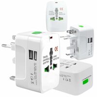 Pivalo Universal Travel Adapter with Dual USB AC/DC 6A/5V Charging Ports 1000mAh All in one Multipurpose Power Plug Portable International Travelling for Phone Camera Laptop (Pack of 1, White)