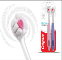 Colgate Gentle UltraFoam Ultra Soft Bristles Manual Toothbrush for adults, 2 Pcs, Soft Bristles for Superior Clean, Assorted