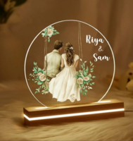 [Newly Launched] Personalized Couple Acrylic LED Lamp | Customized Name & Date Night Light | USB Powered Romantic Home Décor | Gift for Wedding, Anniversary & Valentine’s Day (Modern Romance)