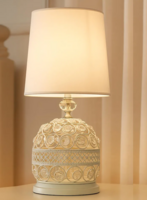 Homesake® Modern Small Crystal Table Lamp,Contemporary Bedroom Bedside Nightstand Lamp,Morden Minimalist, Desk Globe Lamp for Living Room Girls Kids Room, White Fabric Shade (White)