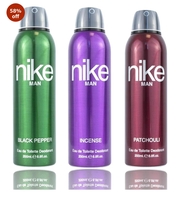 Nike Unisex Black Pepper + Incense + Patchouli Fresh Spray Deodorant For Man - Pack Of 3 (200Ml Each), 3 Count