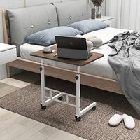 Multi Purpose Laptop Table|Wooden Table with Adjustable Height, Wheels|Dark Brown (40 x 60 x 60 cm)