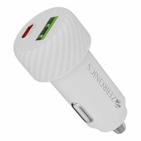 Zebronics 48W Car Charger with Dual Output - Type-C (30W) & USB (18W), PPS Tech, Rapid Charging, LED Indicator, for Smartphones, iPhones, Tablets, Earbuds (CC48 Plus, White)