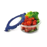 SignoraWare Secure N Store Borosilicate Glass Round Container | Airtight Seal | Microwave Safe | Reheating & Baking | Stylish & Practical | Great for Office