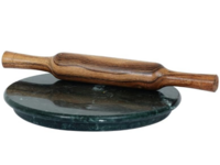 Bazaar : Green Marble Chakla Belan Set (11 Inch) | Heavy Stone Roti Board 