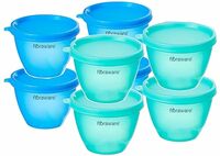 Floraware Round Containers, Storage organizer, Container Set with Lid, Storage Containers - 500 ml, 8 Pieces, Multicolour