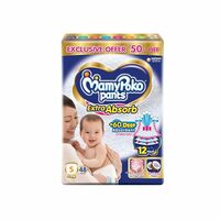 MamyPoko Pants Extra Absorb Baby Diapers, Small (S Size) | 4-8 kg | 48 Count |Deep Sleep Diapers| Soft Gentle fit |Deep Absorbent Crisscross | Skin Friendly with Coconut Oil |