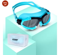 Viva Swimming Discovery Mask Goggle Comfortable Cushioned with Head Strap Adjustment Adult Swimming Goggles | Anti Fog UV Protection No Leakage Clear Vision for Adults Men Women Teenagers (Blue)

