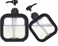 2PCS Soap Dispenser for Bathroom and Kitchen Sink, Small Hand Soap, Plastic Soap Dispenser with Pump and Labels - Black