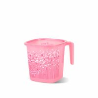 Nayasa Plastic Square Ring Funk Mug, 1.5 Liter | Mug for Bathroom | Unbreakable Material | Pink