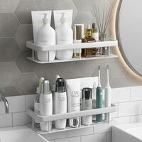 White 2 Pack Self Adhesive Bathroom Shelf | No Drill Rustproof Wall Organizer