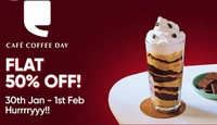 Swiggy Dineout - CCD Flat 50% off + 10% Dine Cash + 10% cashback with Swiggy HDFC CC