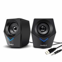 FRONTECH 2.0 Multimedia Speakers: 10W USB-Powered PC/Laptop/Mobile Speakers with 3.5mm AUX & Blue LED Lighting. (SPK-0011)