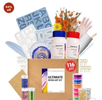 116pcs Ultimate All-in-One Resin Art Kit with 5 Silicone Moulds Dried Flowers Epoxy Raisin Materials for Making Alphabet Pendant Keychain Earrings Bookmarks & 4" Coaster for DIY Beginners

