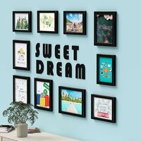 amazon basics Synthetic Rectangle/Square Photo Frames | Quotes Wall Hanging Frames for Bedroom, Home, Office | Sweet Dream, Black,18.2x23.2x1.3 Cm