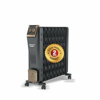 Havells 9 Fin Hestio Wave Fin OFR (Oil Filled Radiator)|Room Heater|2400 W|3 Heat Settings & PTC Fan Heater|Inclined Control Panel|Retractable Wheels| Comfortable Breathing|360° Heating (Black)