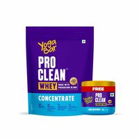 Yogabar Pro Clean Whey Protein Concentrate with Proabsorb Blend, 1kg + Free Pro Clean Creatine Monohydrate 100g | 23g Protein per Serve | Unflavoured | Muscle Support & Recovery