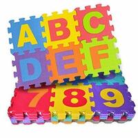 Ankirant 36 Pieces 3X3 inch 8mm ABCD Alphabet Blocks Puzzle Foam Mat for Kids, Interlocking Learning Alphabet and Number Mat for Kids