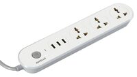 Havells USB Star - 3+1 Extension Board| 1.5Mtr Copper ISI Certified Wire | Surge and Spike Protection | 3 Universal Sockets and 3 USB Ports, 3.1 Amp| 6A, 240 V AC | LED Indicator | Home & Office Use