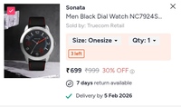 Sonata Men Black Dial Analog Watch (Model: NC7924SL04)