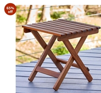 Handmade Wooden Outdoor Adirondack Natural Brown Foldable Coffee Table, Patio End Table for Poolside Garden, Living Room, Bedroom, Small Spaces (Square) 13 Inch

