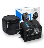 Orei Universal Travel Adapter with 2 USB Ports, 3 in 1 Universal Charger, International Travel Adapter for Cell Phones, Tablets, Camera, for Travelers to US, Europe, UK & More, Black

