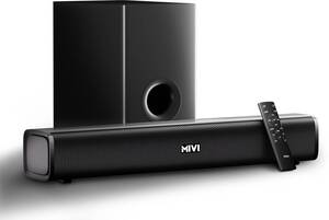 Mivi Fort Sonic 150 Soundbar, 2.1 Channel, Multi-Input & EQ Modes, BT v5.3 150 W Bluetooth Soundbar (Black, Silver, 2.1 Channel)
