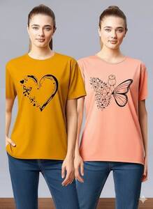 Women graphics Pack of 2 tshirt 