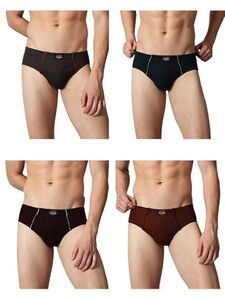 Lux Classic Men’s Brief - Value Pack | 100% Cotton V Shape Underwear | Comfortable Lux Brief Pack of 4 (Color May Vary)
