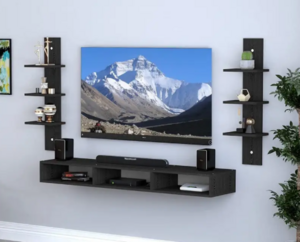 Home wood Engineered Wood TV Entertainment Unit (black)