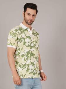 Men’s Green Camouflage Polo T-Shirt – Casual Printed Polo