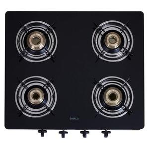 Elica Vetro Glass Top 4 Burner Gas Stove (CT VETRO 460 BLK)Open,Black