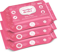Mother Desire Baby Wipes With Lid, 99% Pure Water, Aloevera, Chamomile, pH Balanced, Pack Of 3 