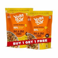 Yogabar Muesli Nuts + Seeds Crunch 700g (Buy 1 Get 1 FREE) with Flax and Chia Seeds, Muesli Nuts Delight Whole Grain, High Protein, High Fibre, No Refined Sugar, Contains Antioxidants, 700g Pack of 2