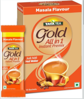 Tata Tea Gold All-in-1 Instant Premix Masala Tea, 14g Per Serve, Quick & Easy To Make Masala Chai, 10 Sachets