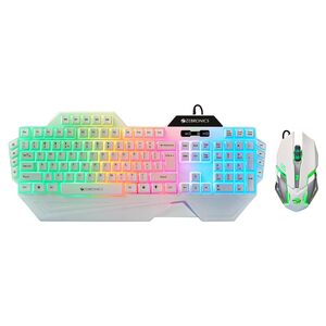 ZEBRONICS Optimus Gaming Keyboard & Mouse Combo, Braided Cable, Gold Plated USB(White)