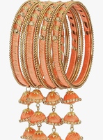NMII Metal & Silk Thread Jhumka Zircon Latkan