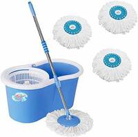 Shivonic Magic Dry Bucket Mop - 360 Degree Self Spin Wringing With 3 Super Absorbers Mop Set (Multicolor)
