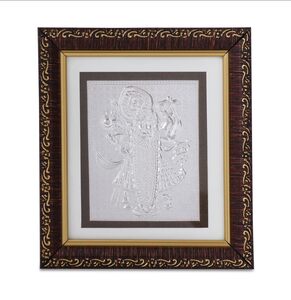999 Silver Color Embedded Shreenathji Wooden Frame