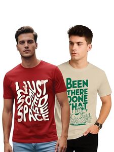 Veirdo® Men’s Trendy Graphic Regular Fit T-Shirt Combo Pack of 2