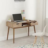 Amazon Brand - Solimo Oryx Engineered Wood Study Table | Desk (2 Drawers and 1 Open Shelf, Oak Finish)