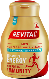 Revital H for Men with Multivitamins, Calcium, Zinc & Natural Ginseng for Daily Immunity Strong Bones, and Enhances Energy Level - 30 Capsules