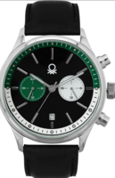 United Colors of Benetton Signature Analog Watch for Man with Black Round Dial & Black Leather Strap Band Water Resistant Men's Wrist Watches - UWUCG2401