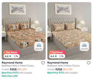 Upto 89% off: Raymond Bedsheets from @208