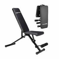 Amazon Basics 15-Level Adjustable & Foldable Gym Bench | Incline, Decline & Flat Bench with Leg Support, High Density Cushioning | for Home & Gym | 350kg Load Capacity | Alloy Steel Frame | Black