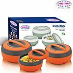 Asian Roti/Chapati Casserole Insulated (Orange - 3pcs) (600, 1000, 1500ml)
